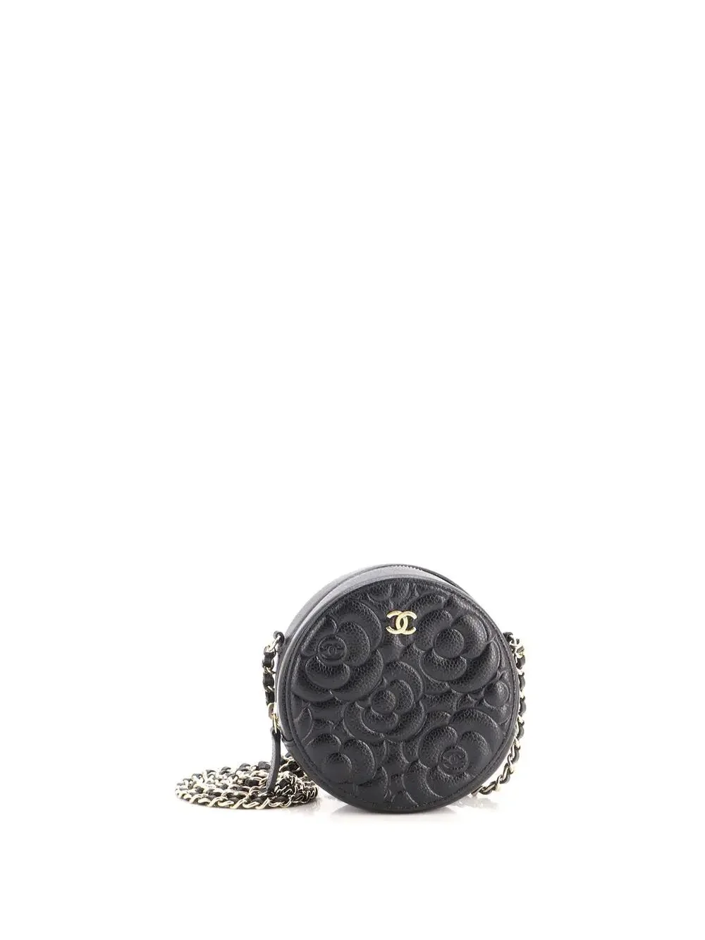 Chanel Round Clutch With Chain Camellia #324810C24B